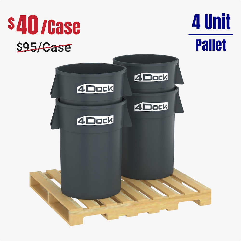 Heavy Duty 55 Gallon Trash Can - Gray_4Dock